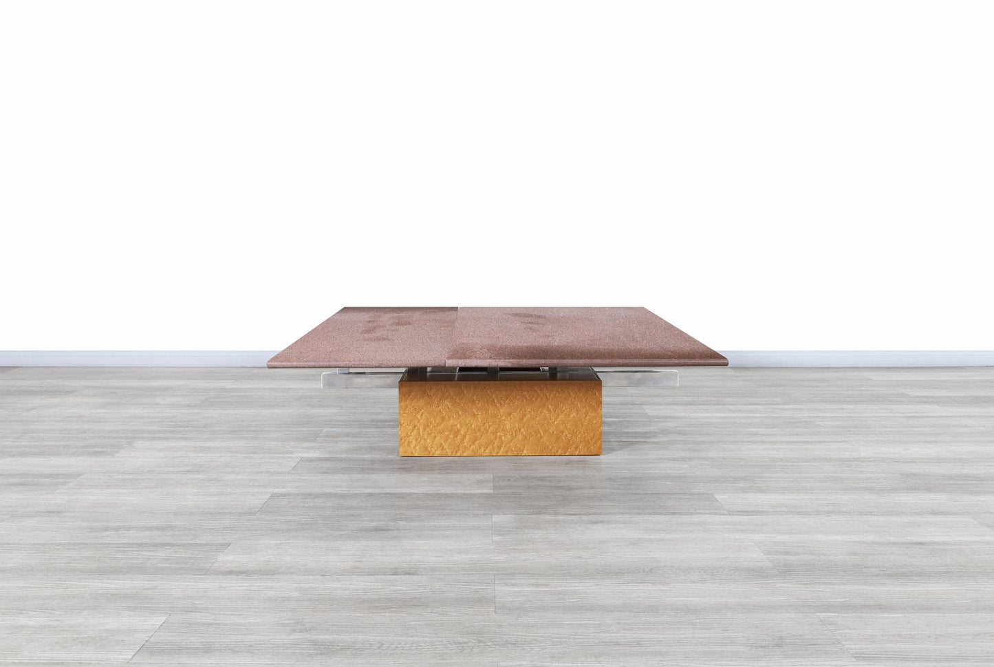 Vintage Italian Adjustable Maple and Granite Coffee Table by Giovanni Offredi for Saporiti
