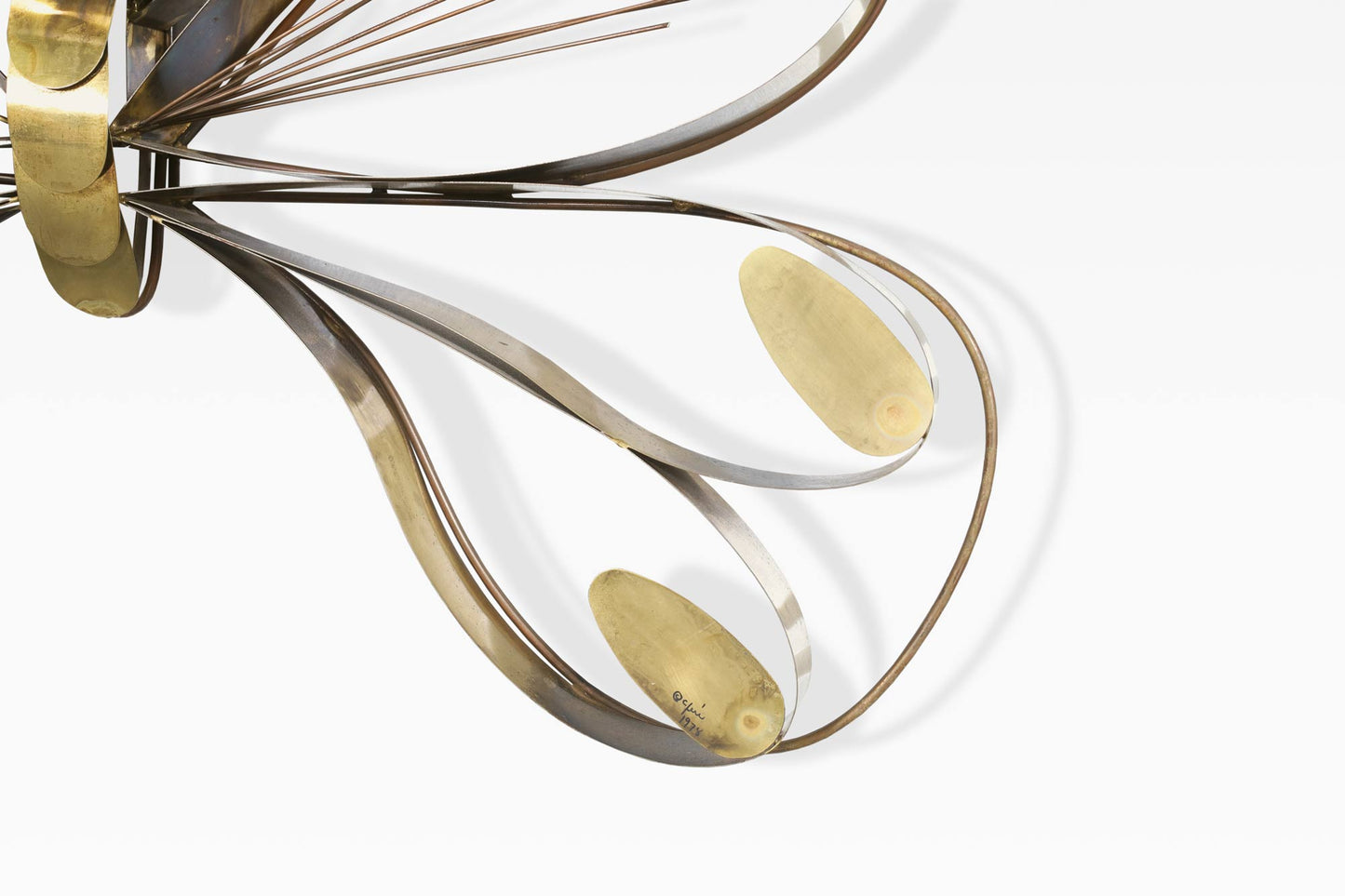 Large Brass Butterfly Wall Sculpture by Curtis Jere, Signed