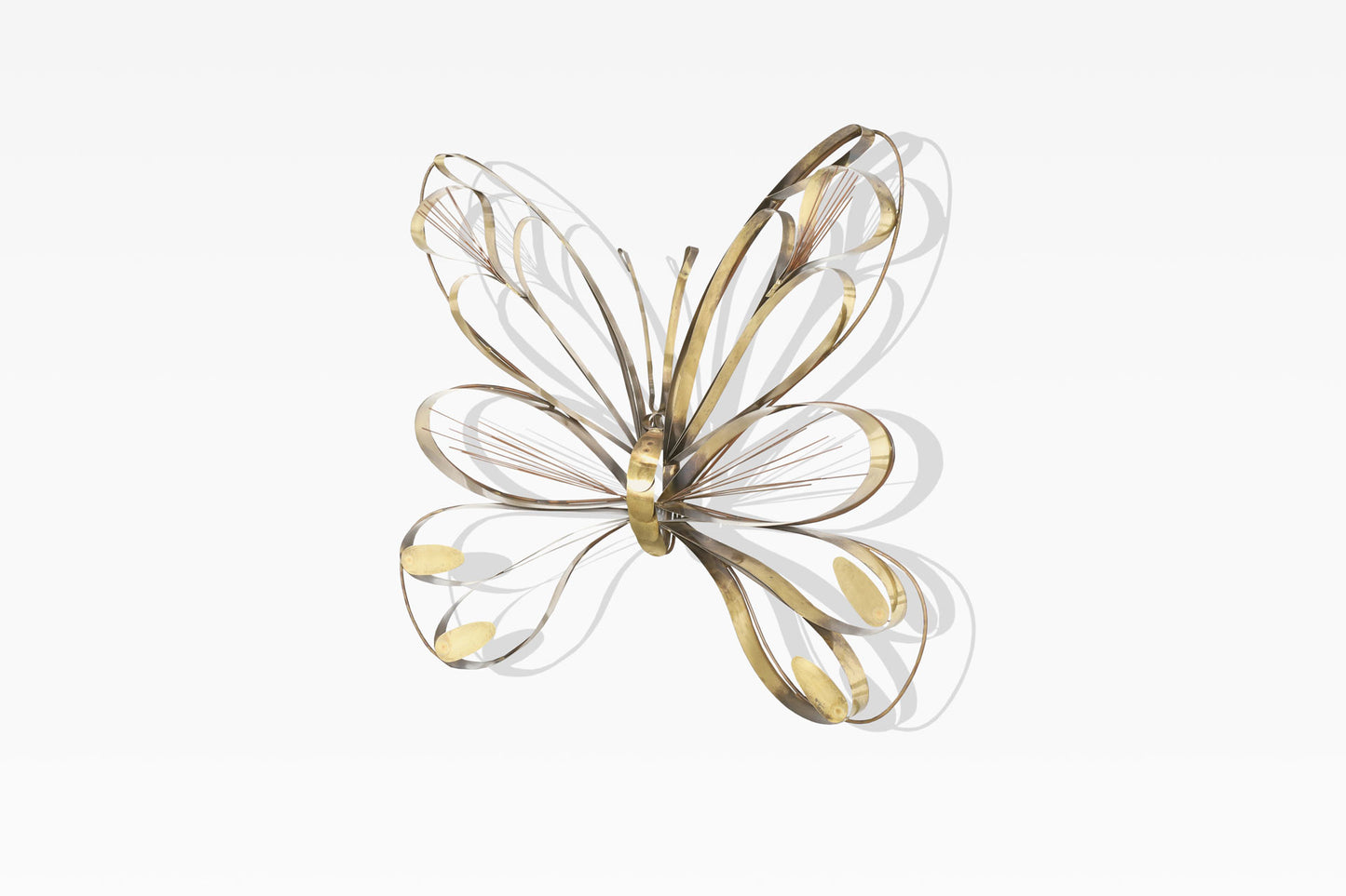 Large Brass Butterfly Wall Sculpture by Curtis Jere, Signed