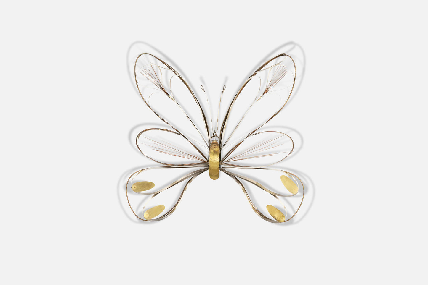 Large Brass Butterfly Wall Sculpture by Curtis Jere, Signed