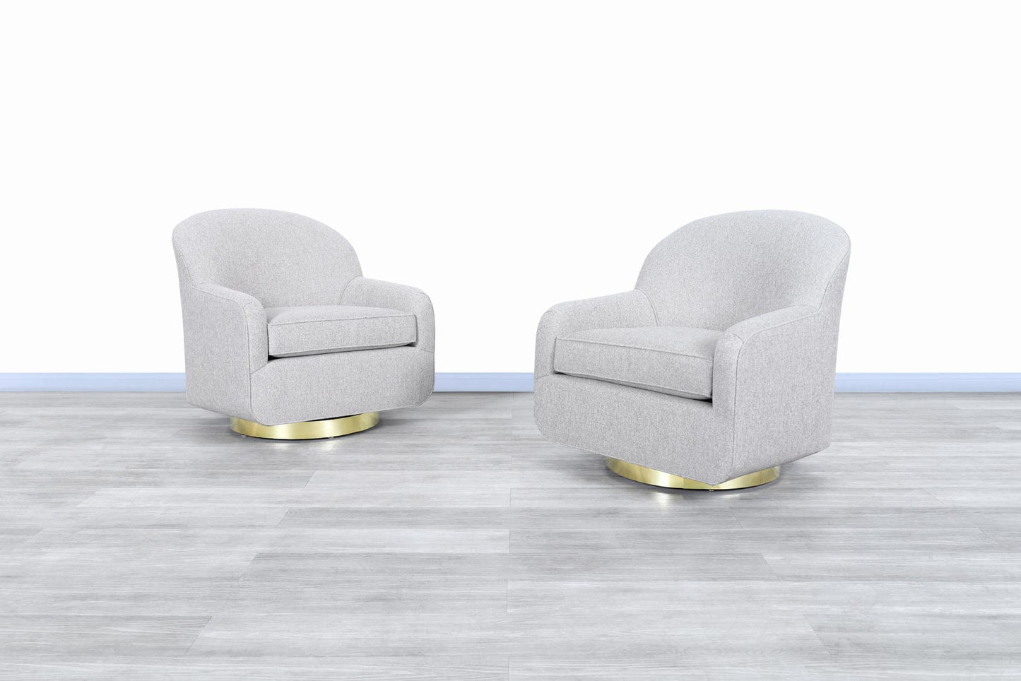 Mid-Century Modern Brass Swivel Lounge Chairs by Directional