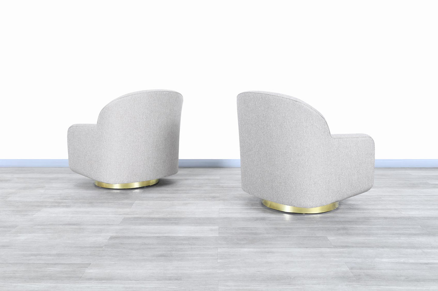 Mid-Century Modern Brass Swivel Lounge Chairs by Directional