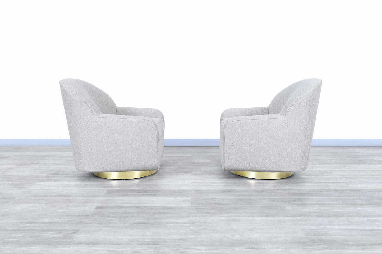 Mid-Century Modern Brass Swivel Lounge Chairs by Directional