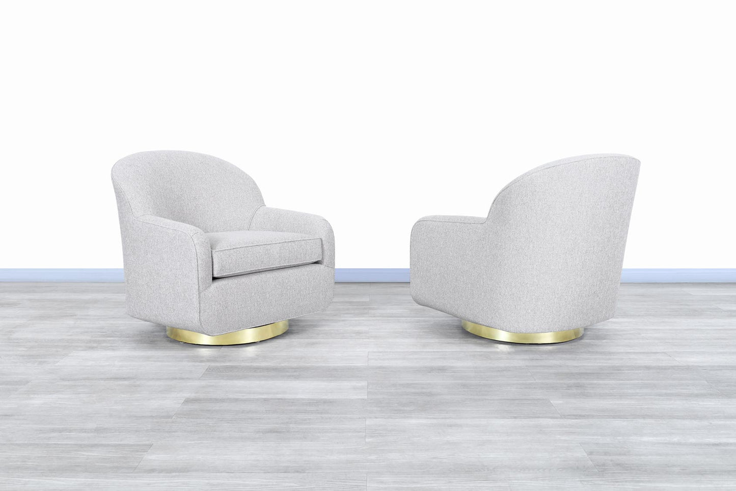 Mid-Century Modern Brass Swivel Lounge Chairs by Directional