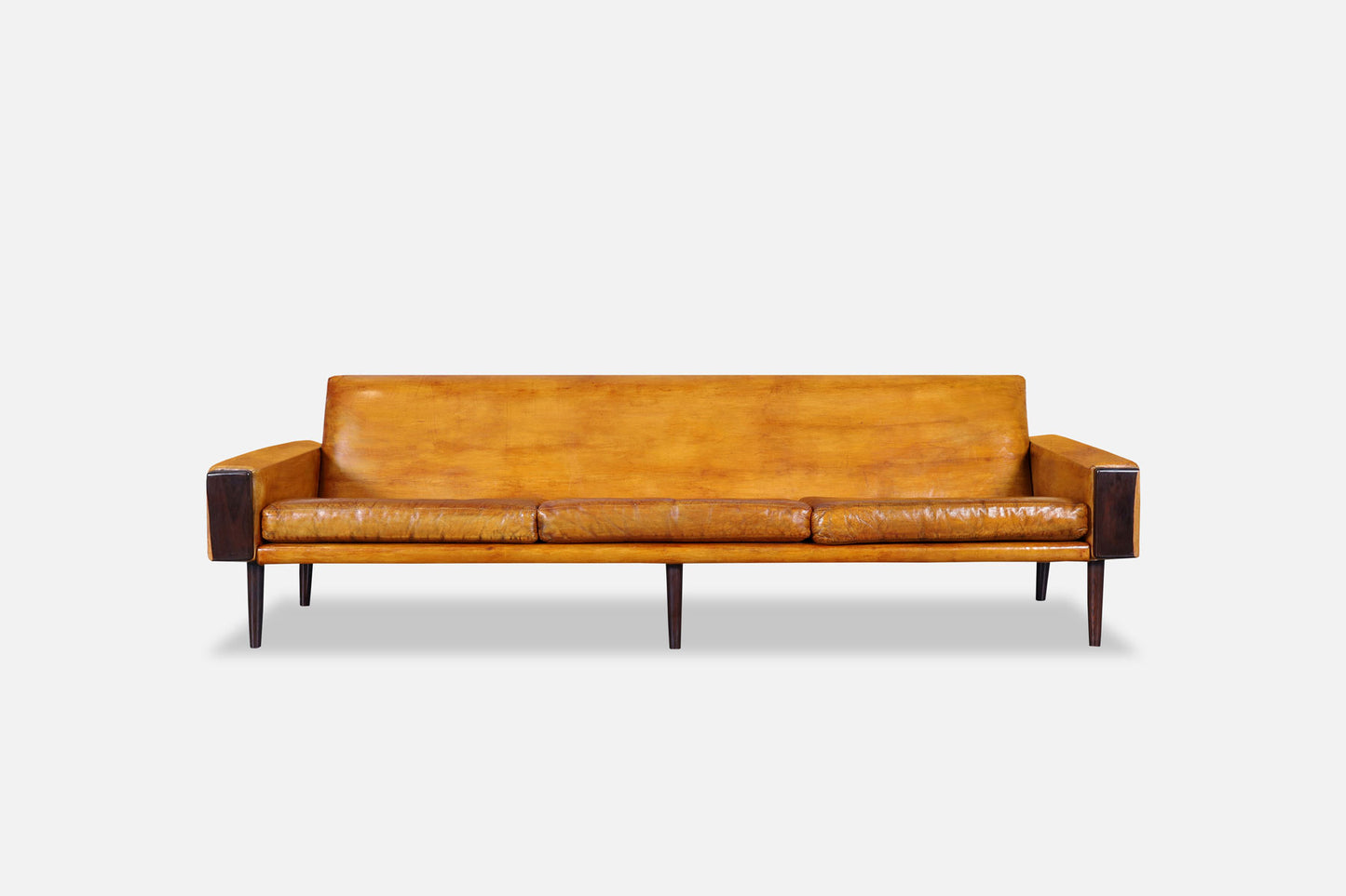 Mid-Century Modern Brazilian Rosewood and Leather Sofa