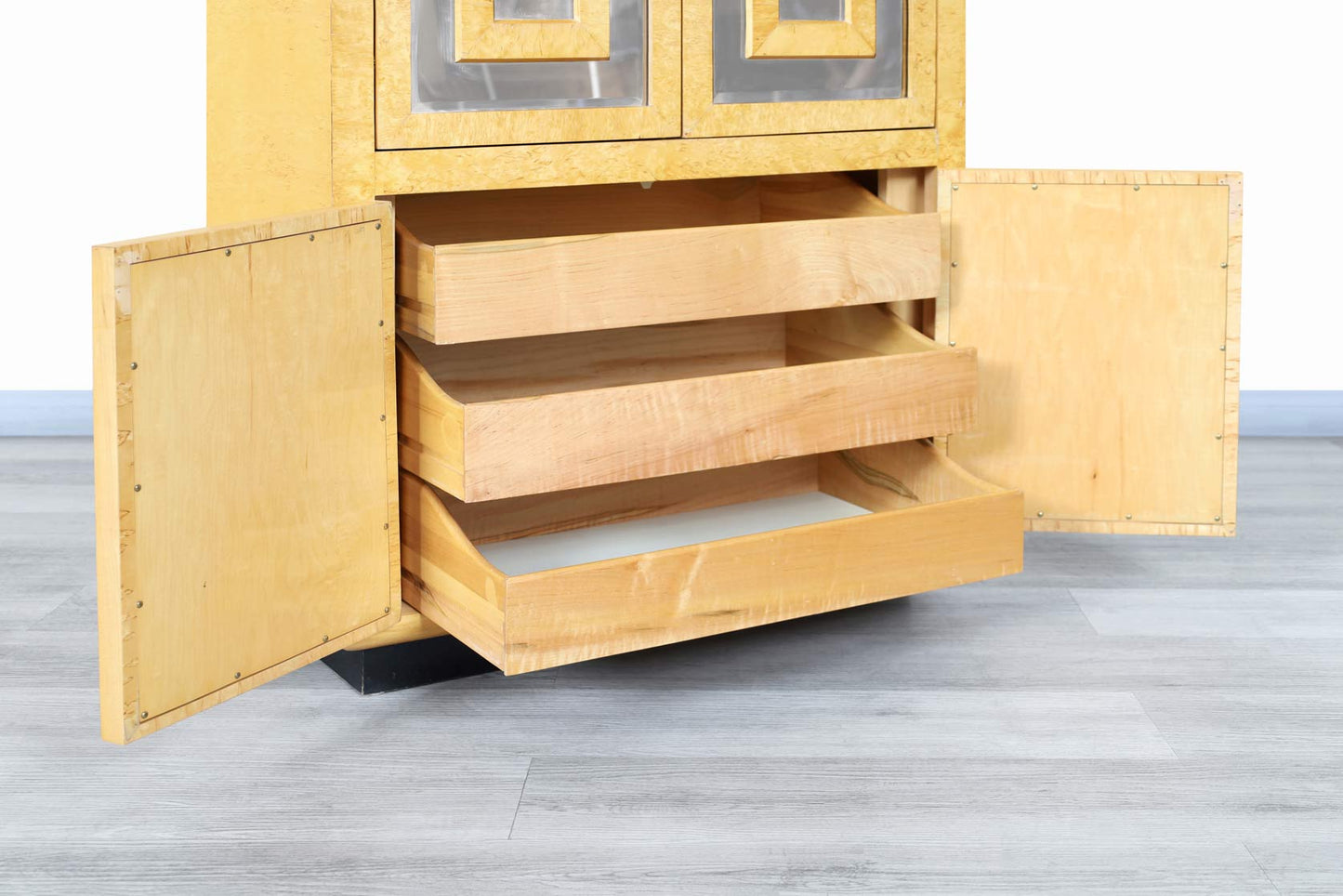 Vintage Burl Wood and Mirrored Armoire by Romweber