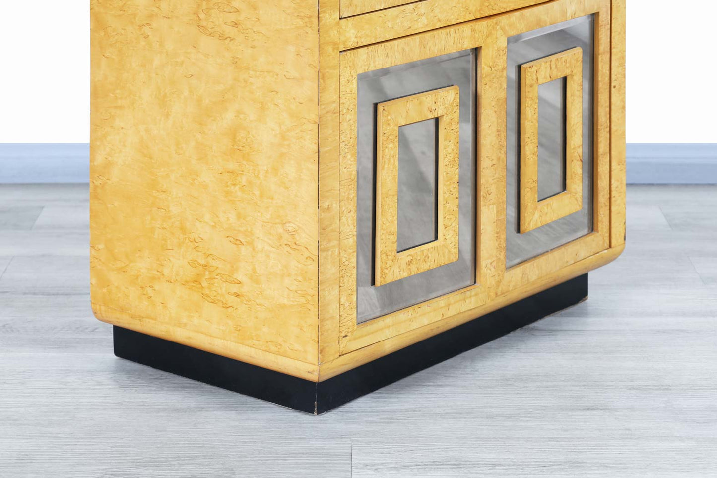 Vintage Burl Wood and Mirrored Armoire by Romweber