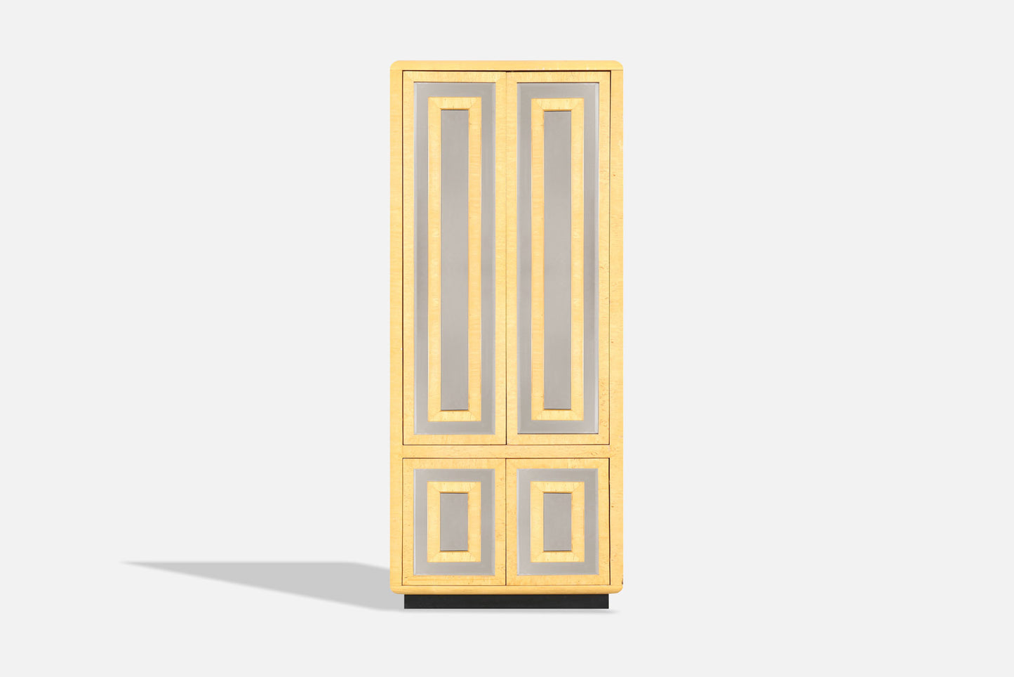Vintage Burl Wood and Mirrored Armoire by Romweber