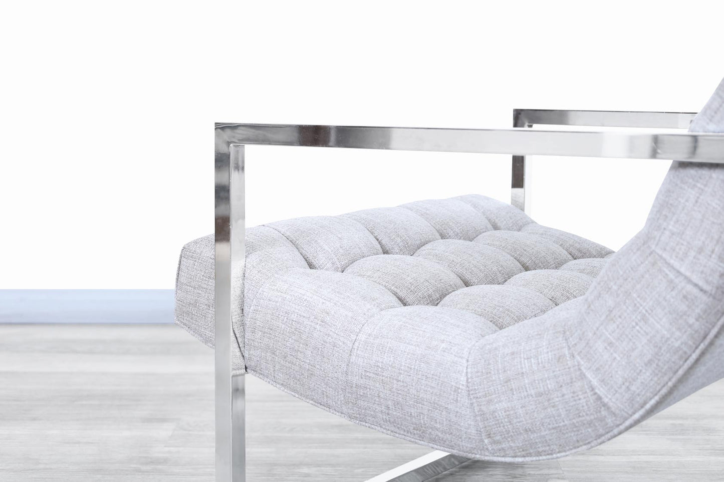 Mid-Century Chrome Lounge Chairs Attributed to Milo Baughman