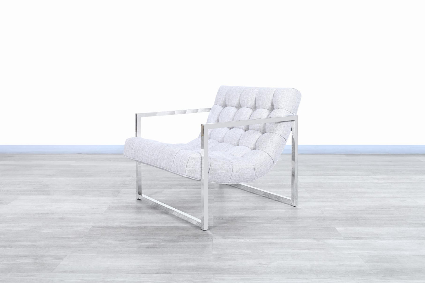 Mid-Century Chrome Lounge Chairs Attributed to Milo Baughman