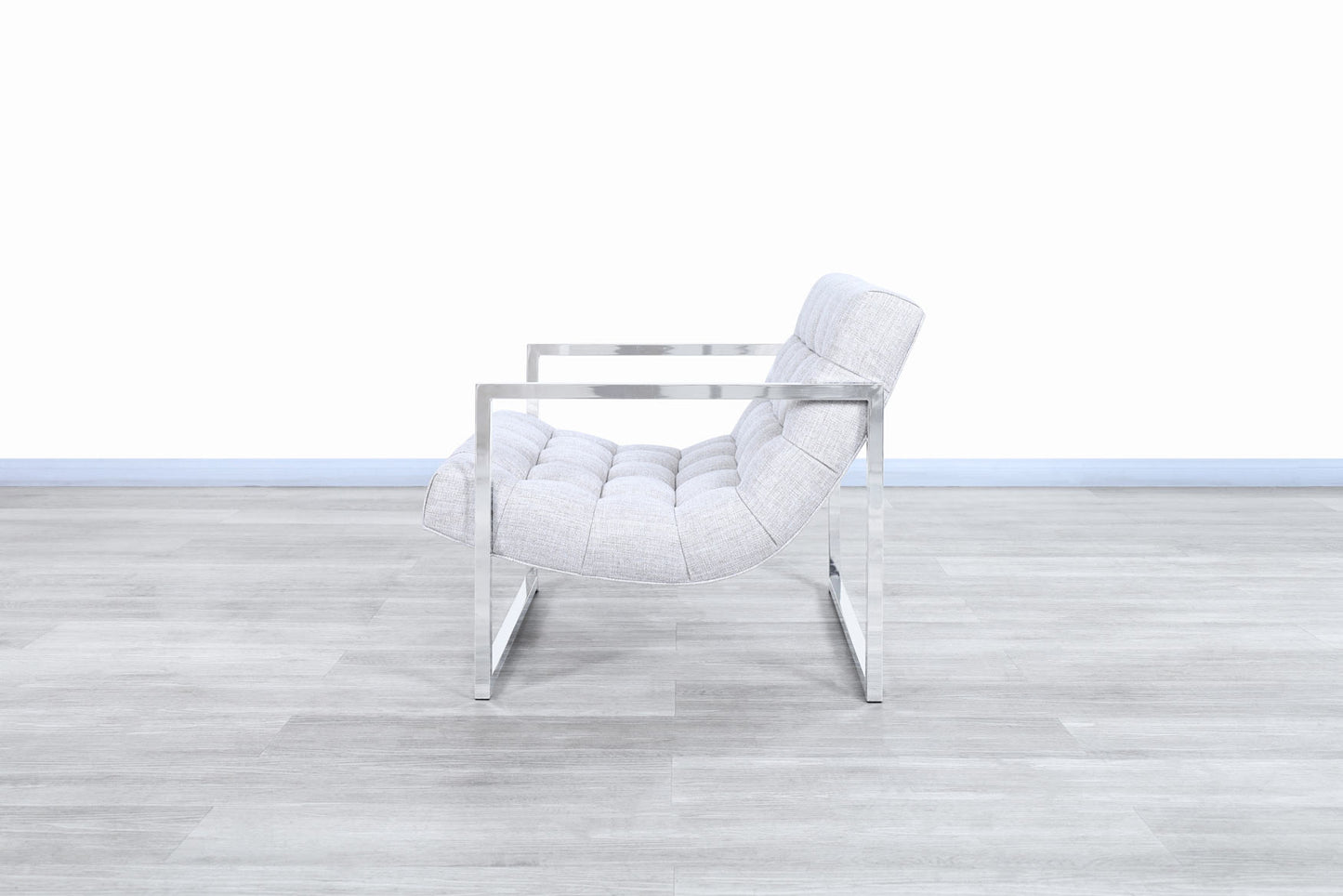 Mid-Century Chrome Lounge Chairs Attributed to Milo Baughman