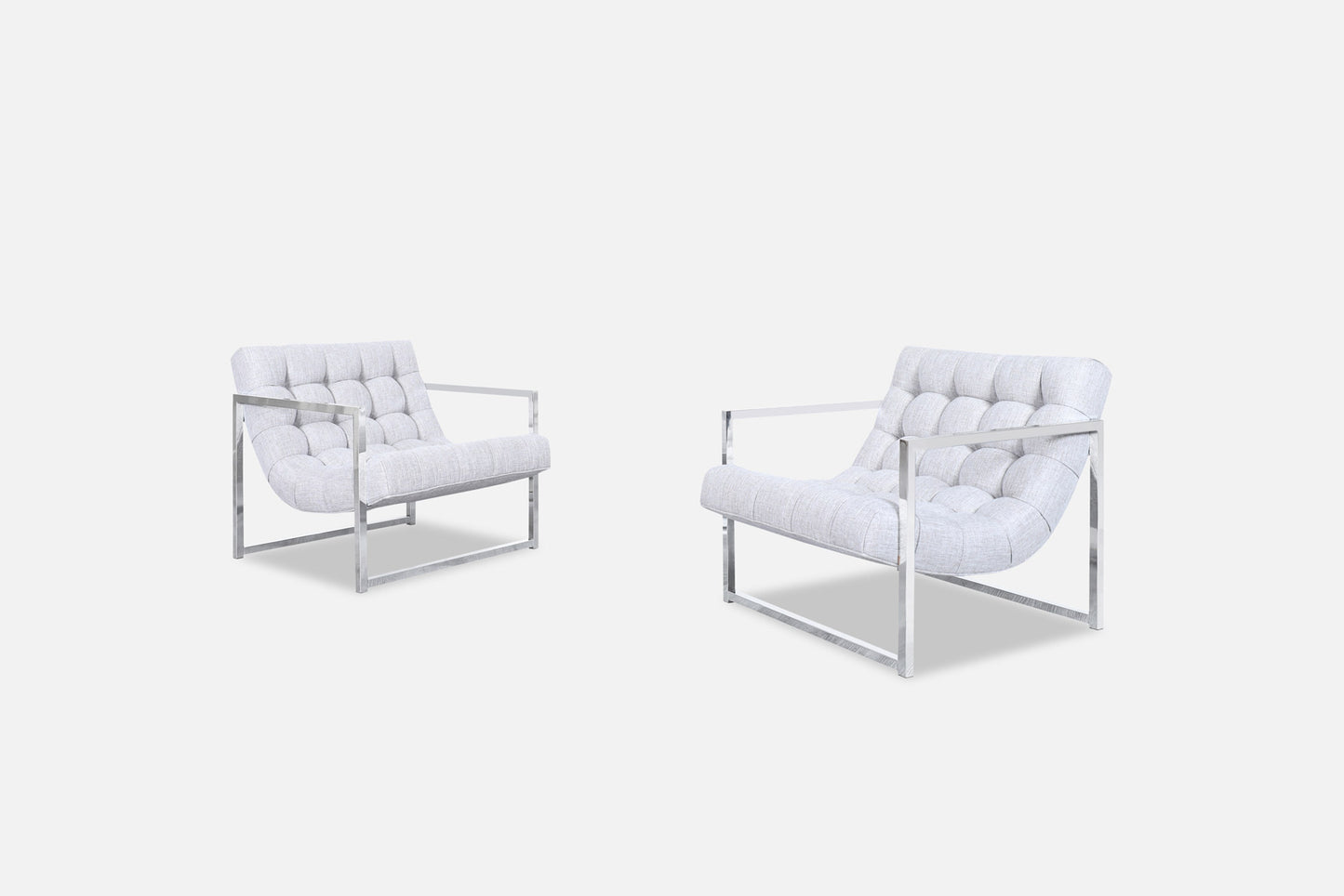 Mid-Century Chrome Lounge Chairs Attributed to Milo Baughman