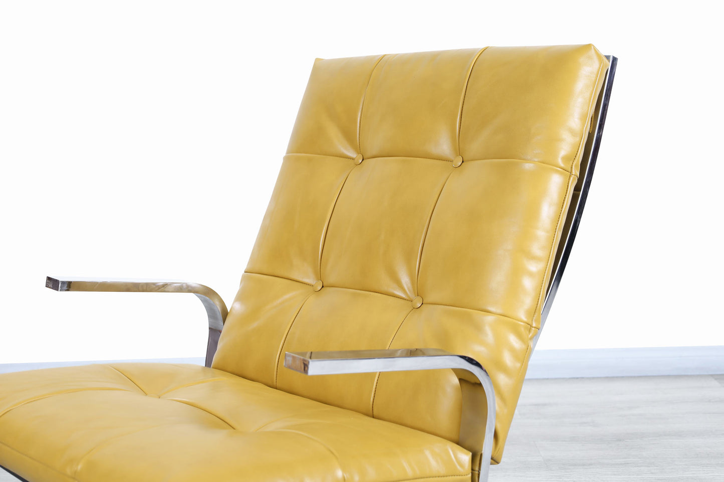 Vintage Chrome and Leather Lounge Chair and Ottoman