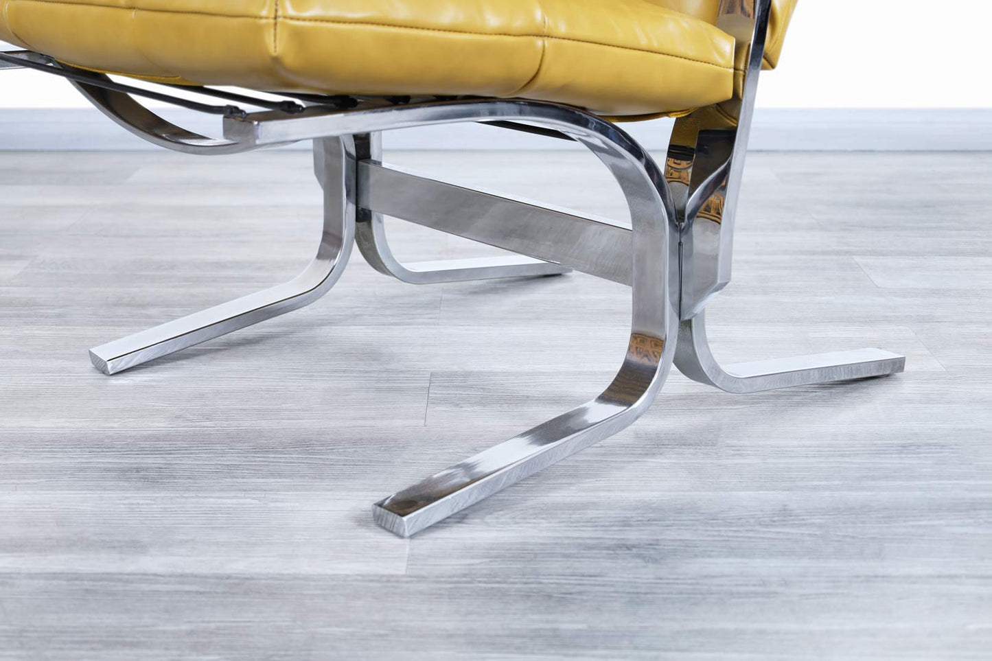 Vintage Chrome and Leather Lounge Chair and Ottoman