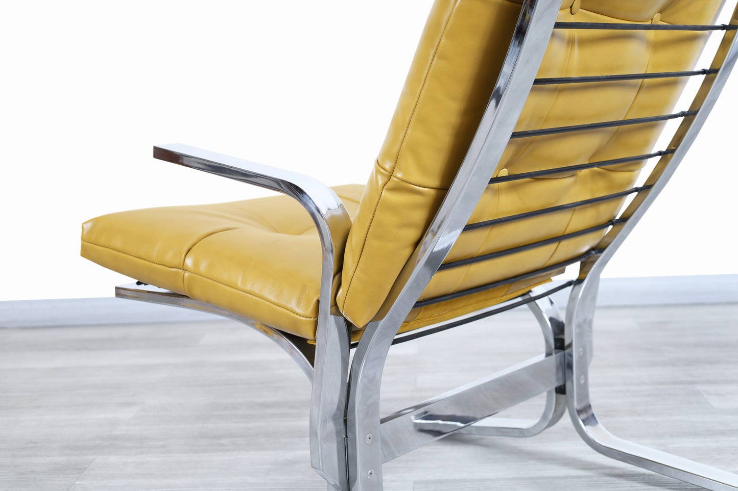 Vintage Chrome and Leather Lounge Chair and Ottoman