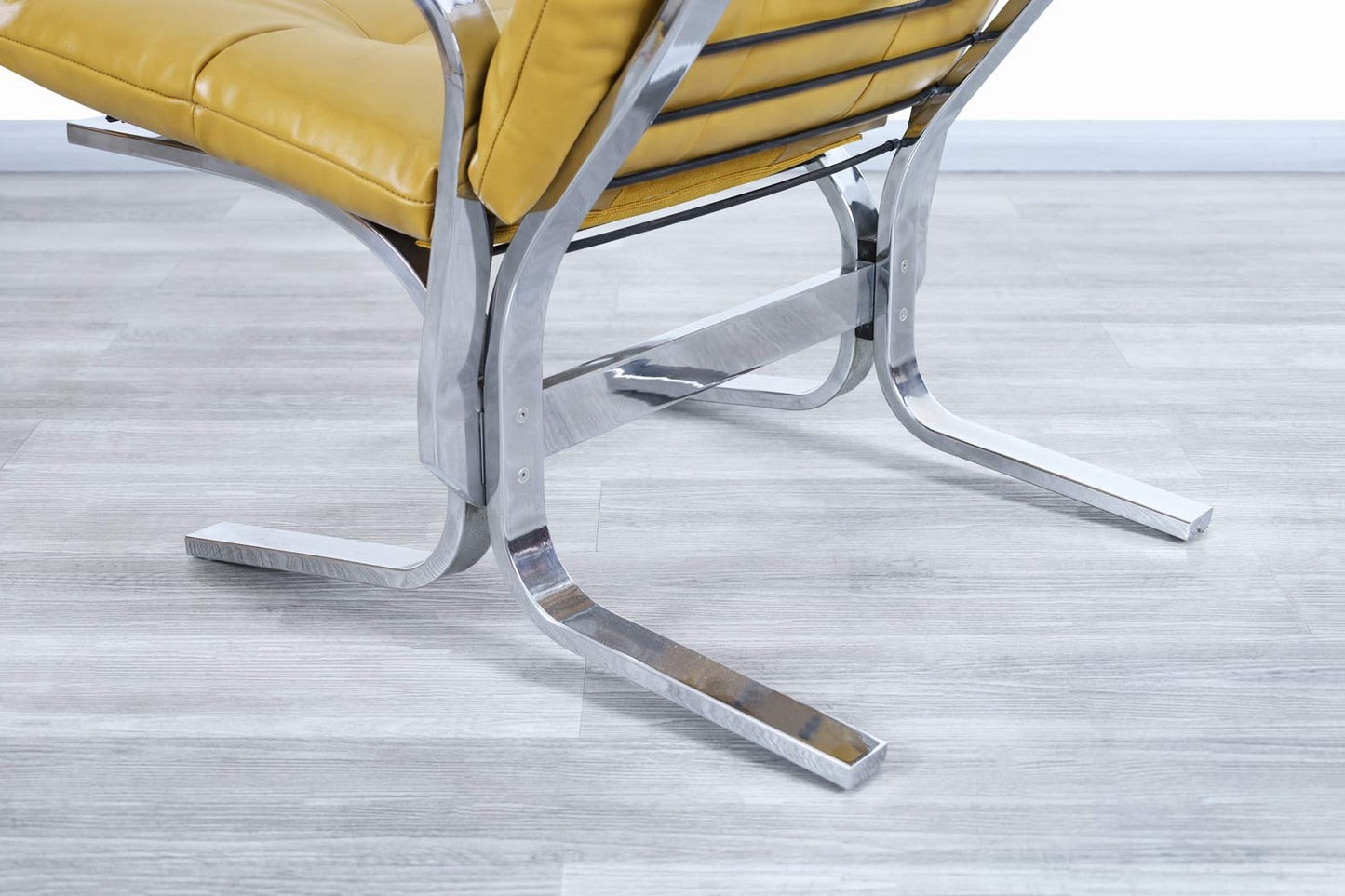 Vintage Chrome and Leather Lounge Chair and Ottoman