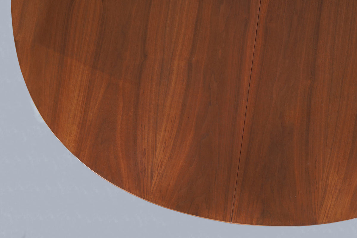 Mid-Century Extendable Round Walnut Dining Table by Kipp Stewart for Drexel