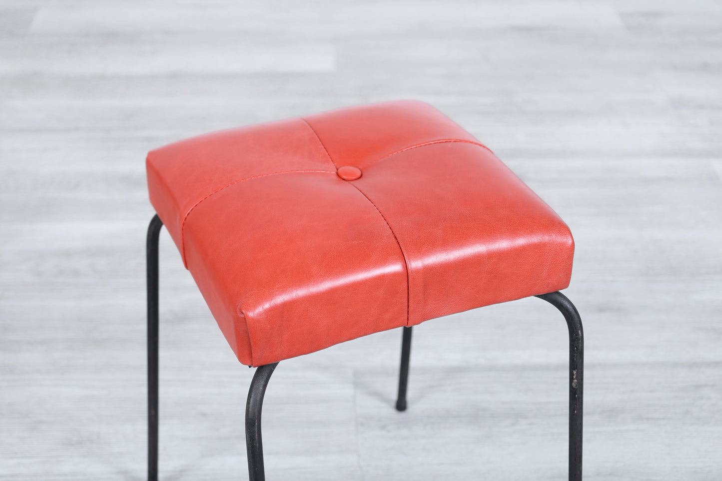 Vintage Leather and Iron Stools by Calfran Rattan