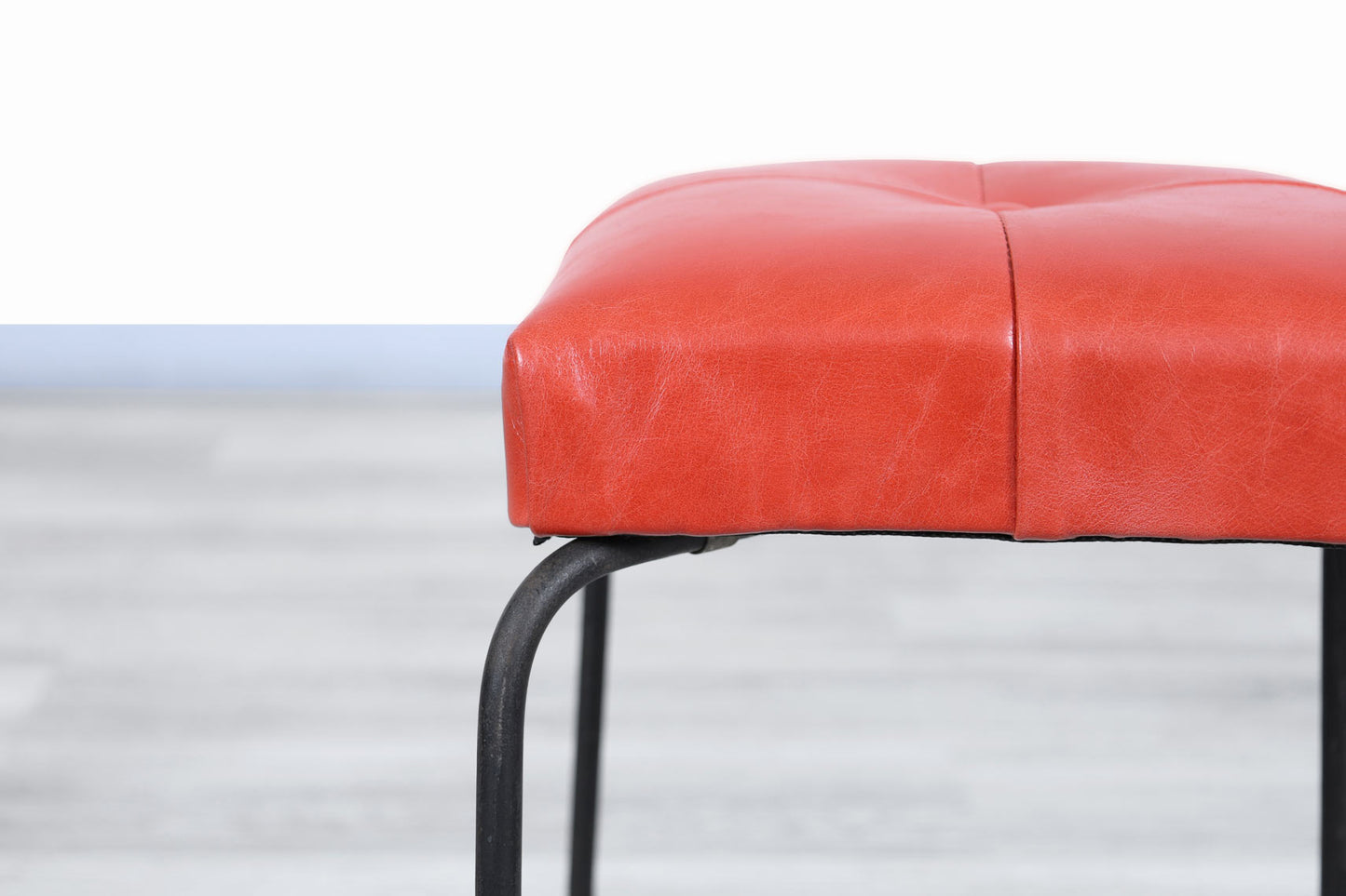 Vintage Leather and Iron Stools by Calfran Rattan