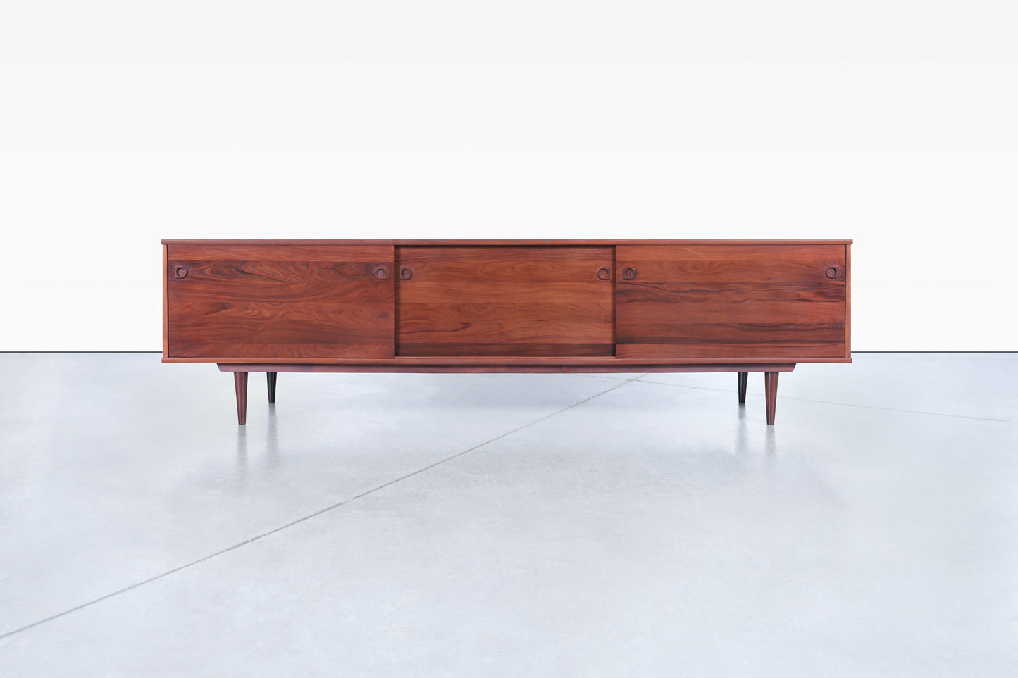 Mid-Century Modern Long Rosewood Credenza