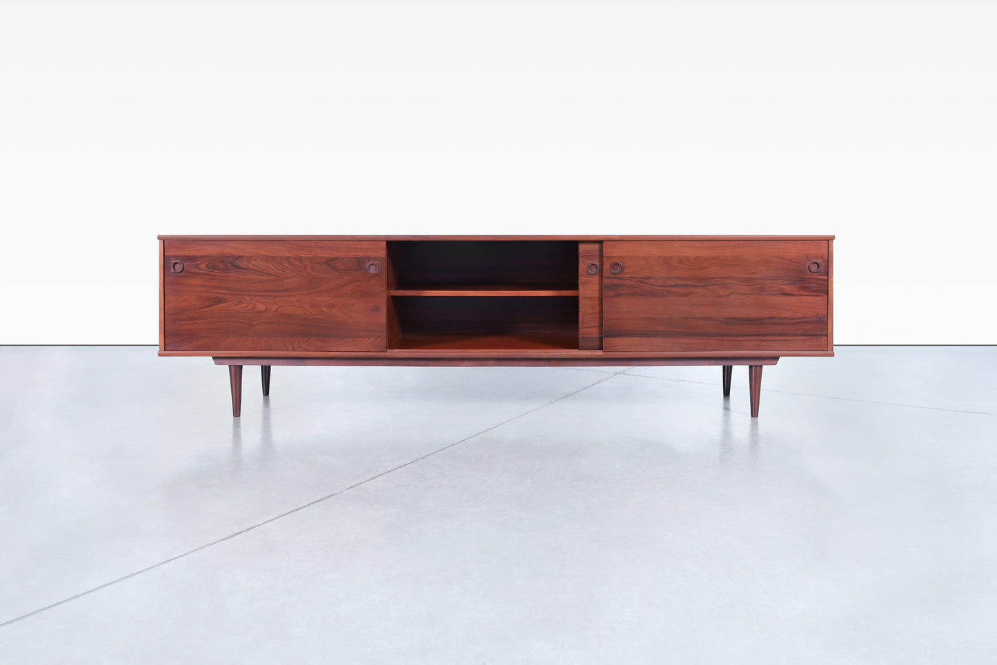 Mid-Century Modern Long Rosewood Credenza