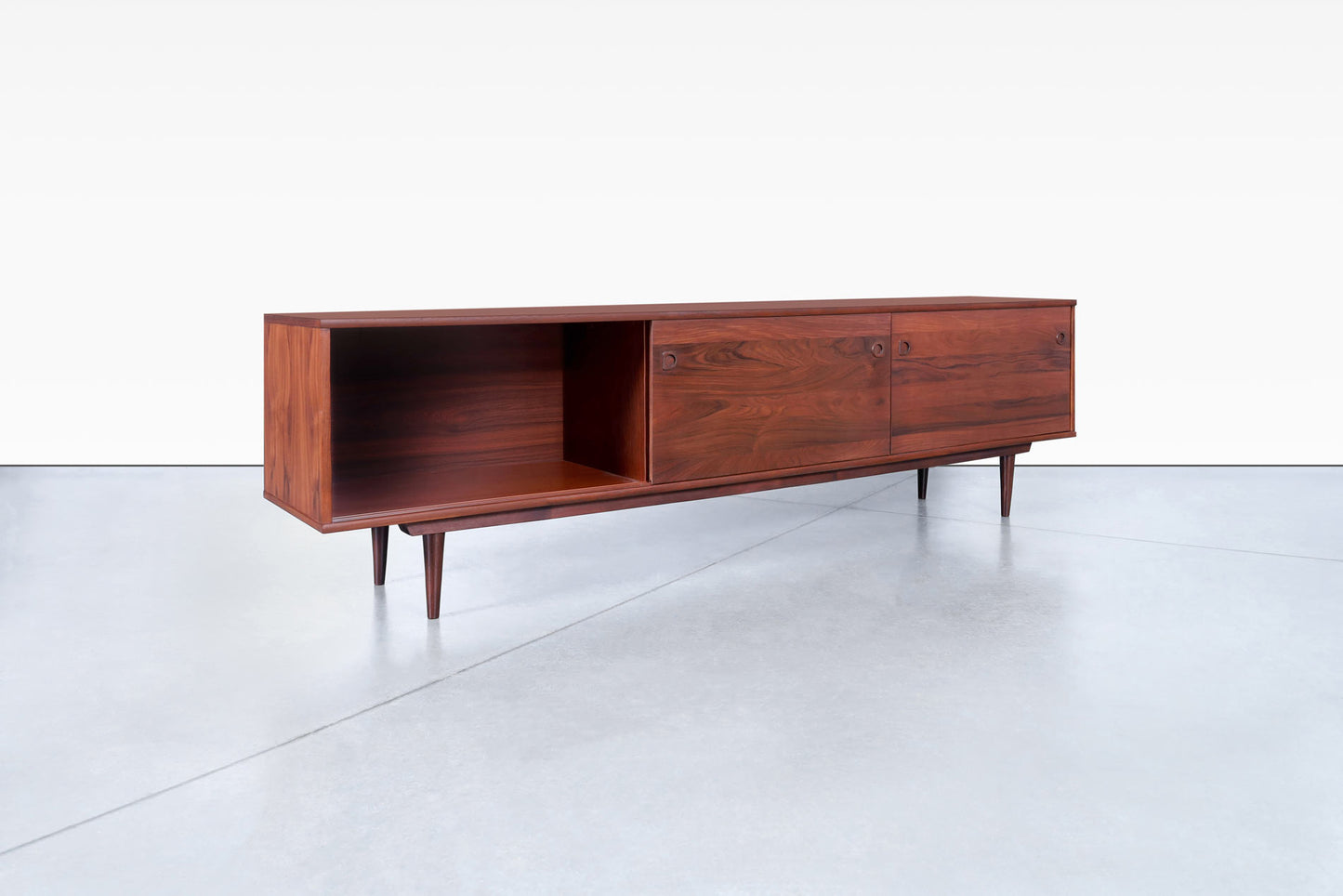 Mid-Century Modern Long Rosewood Credenza