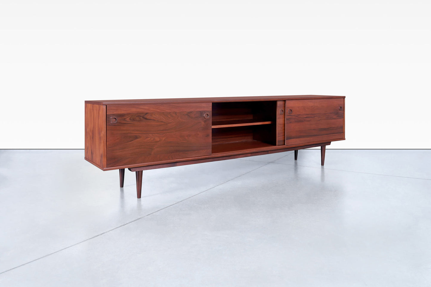 Mid-Century Modern Long Rosewood Credenza