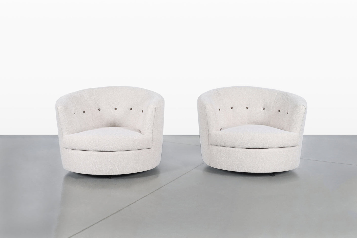 Mid-Century Modern Barrel Back Swivel Lounge Chairs