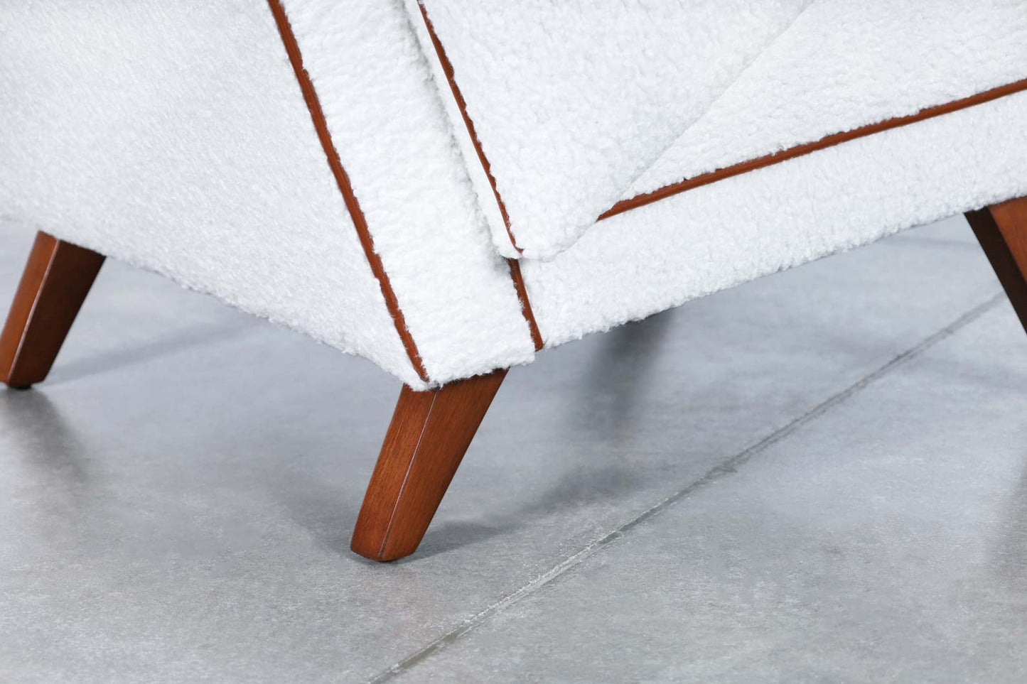 Mid-Century Modern Boucle and Leather "Penguin" Lounge Chairs