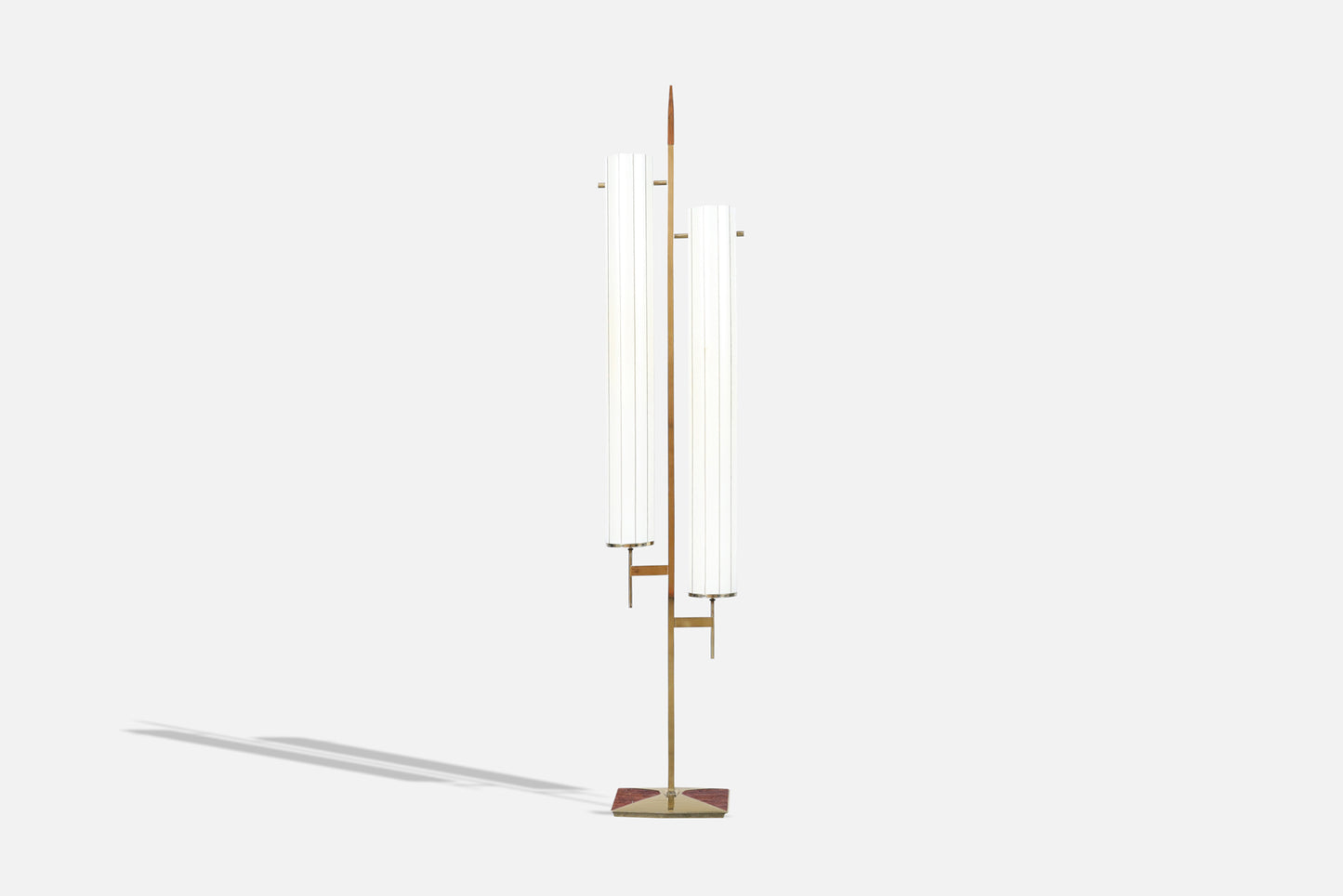 Mid-Century Modern Brass and Walnut Floor Lamp