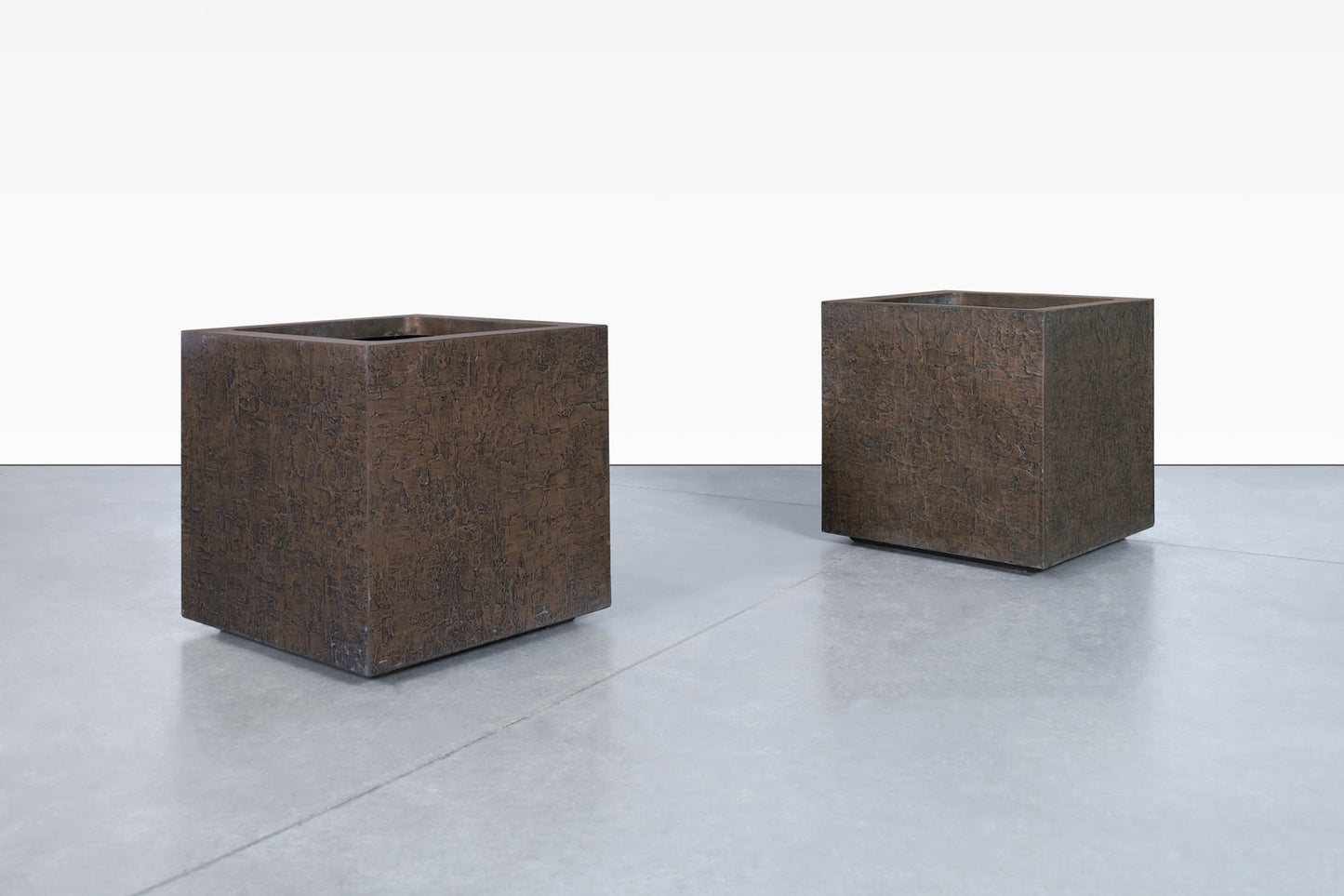 Mid-Century Bronze Resin Square Planters by Forms and Surfaces