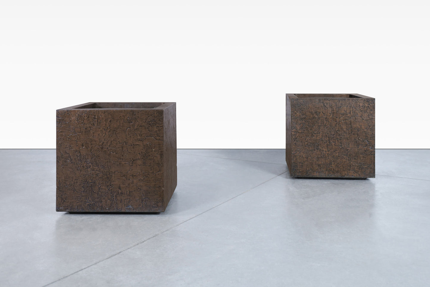 Mid-Century Bronze Resin Square Planters by Forms and Surfaces