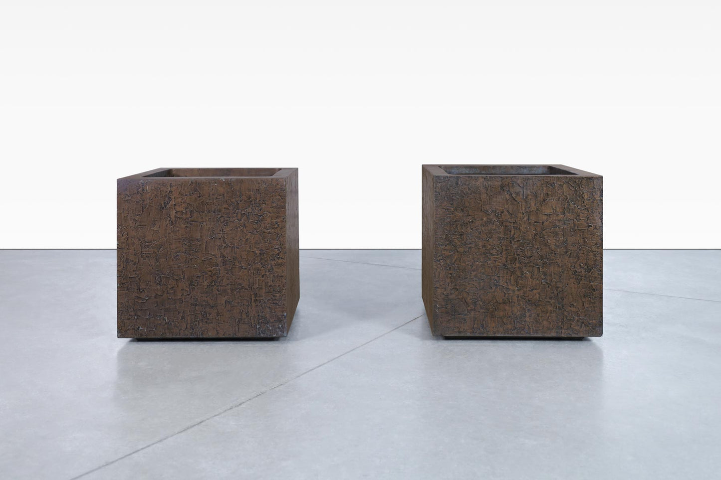 Mid-Century Bronze Resin Square Planters by Forms and Surfaces
