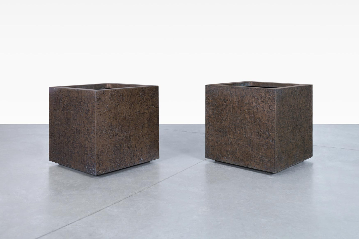 Mid-Century Bronze Resin Square Planters by Forms and Surfaces