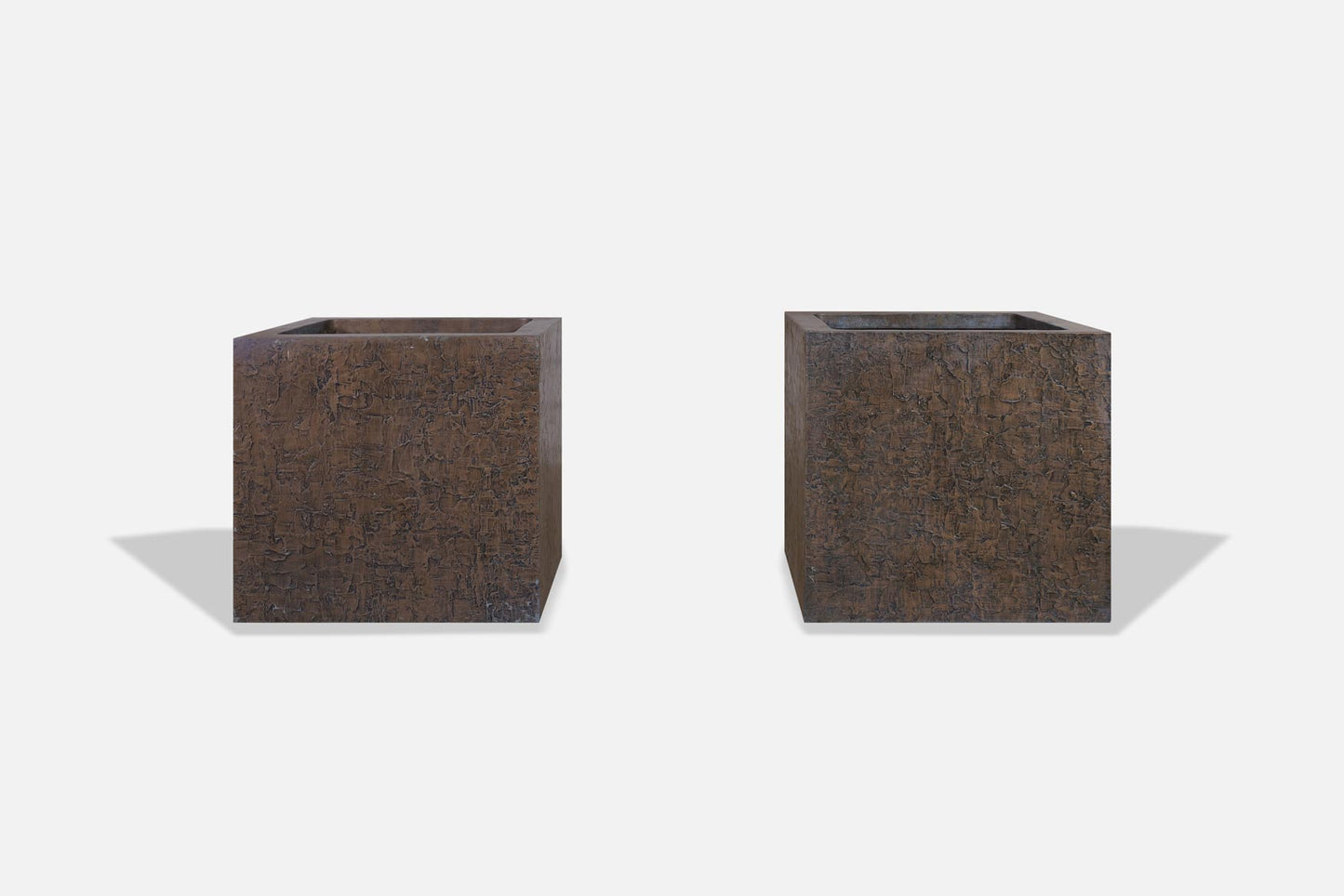 Vintage Bronze Resin Square Planters by Forms and Surfaces