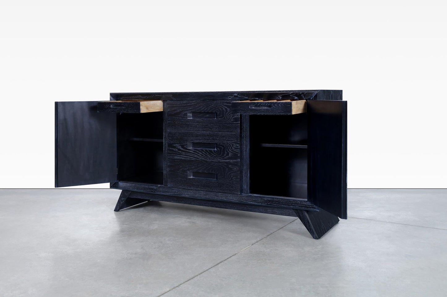 Mid-Century Modern Cerused Credenza Attributed to Paul Frankl