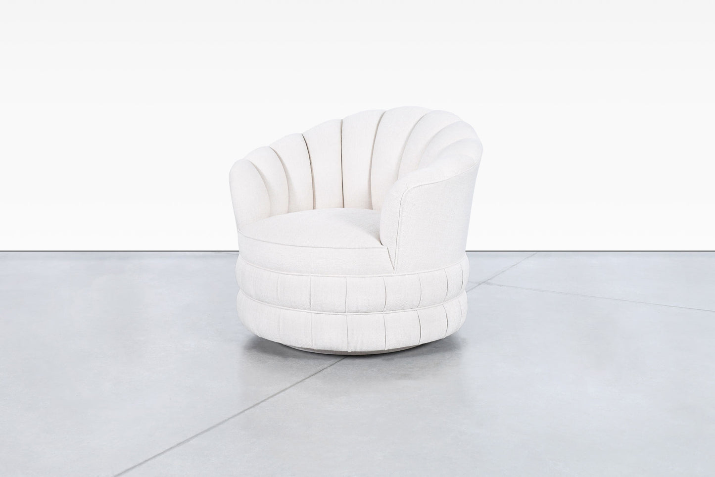 Mid-Century Modern Channel Back Swivel Lounge Chairs