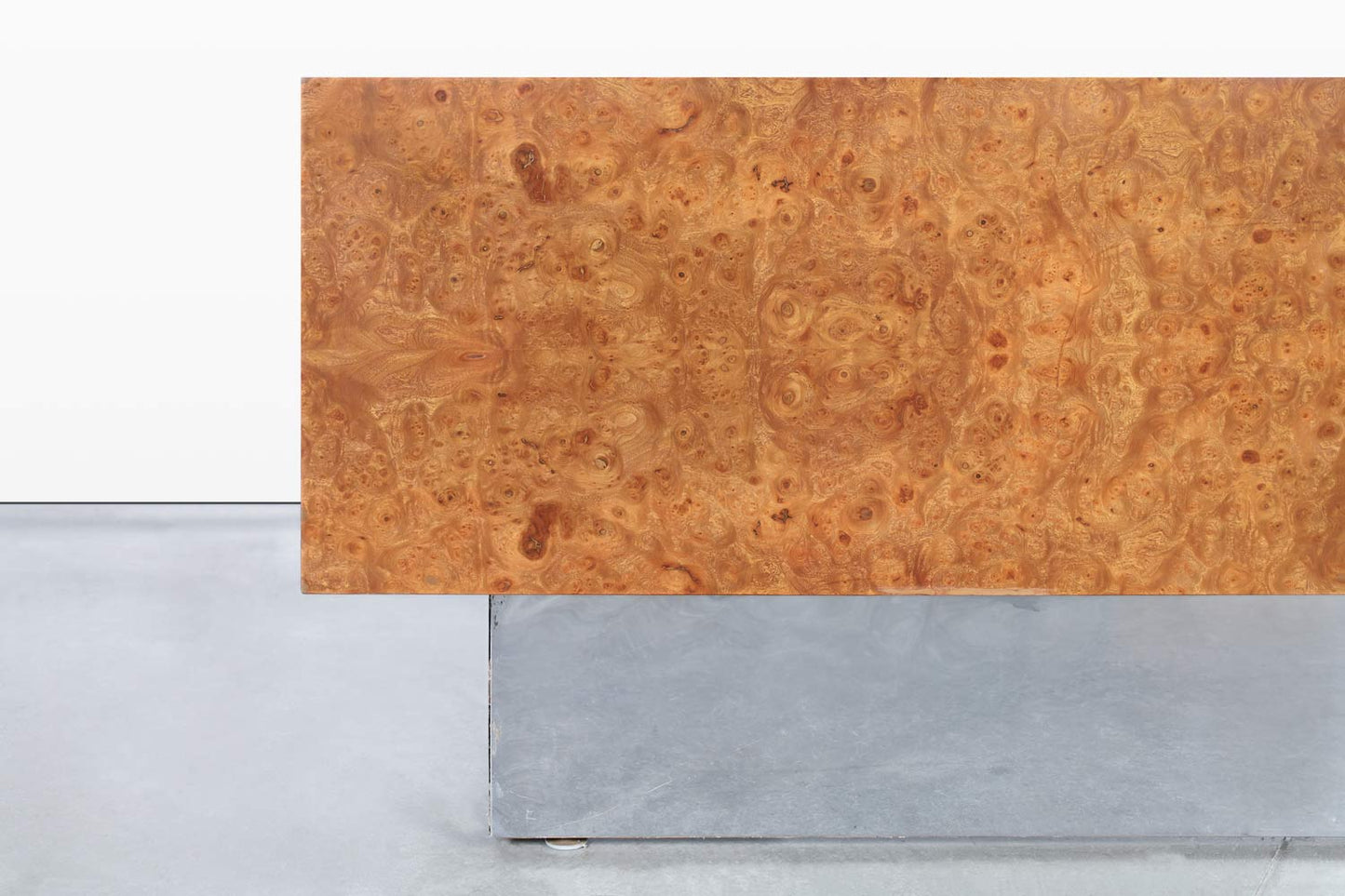 Mid-Century Modern Executive Burl Wood and Chrome Desk