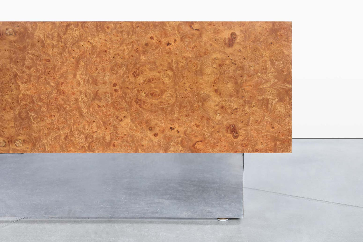 Mid-Century Modern Executive Burl Wood and Chrome Desk