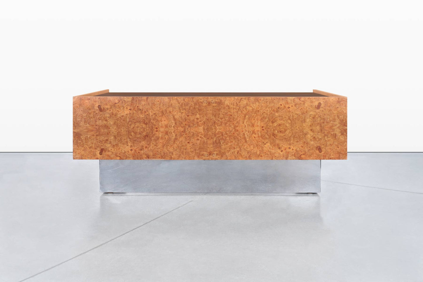 Mid-Century Modern Executive Burl Wood and Chrome Desk