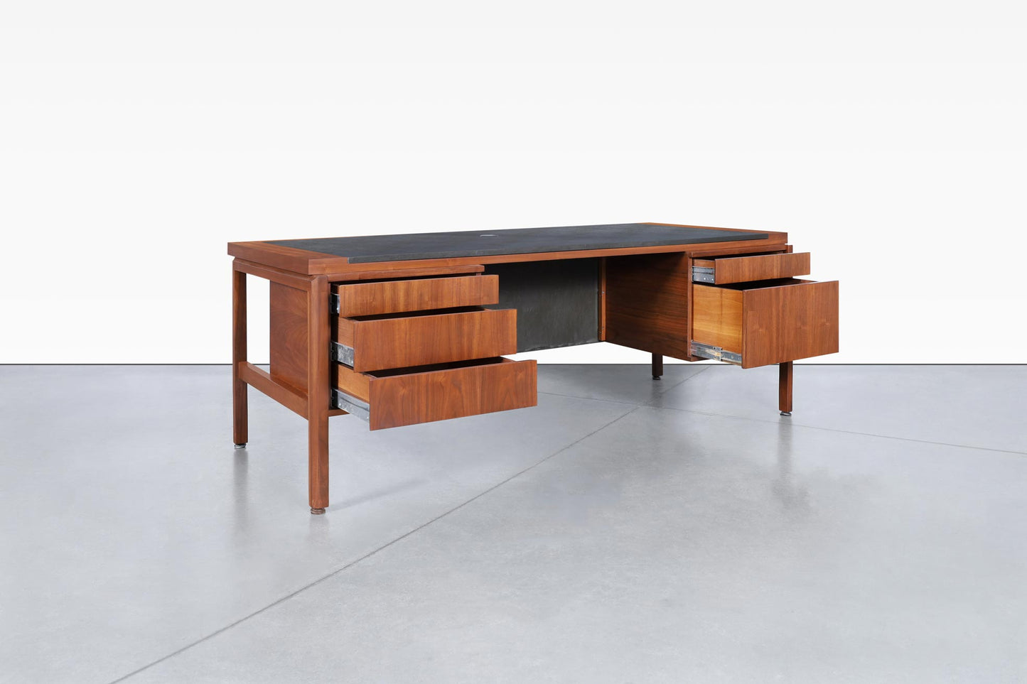 Mid-Century Modern Executive Walnut Desk