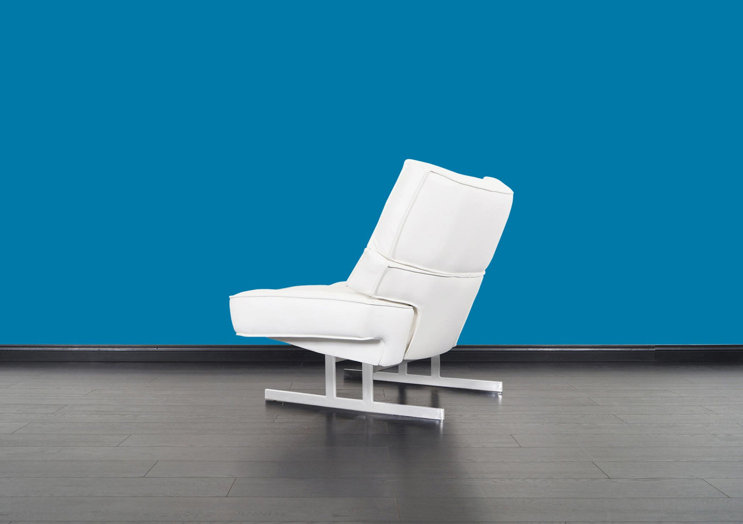 Mid-Century Leather and Chrome Reclining Lounge Chair and Ottoman