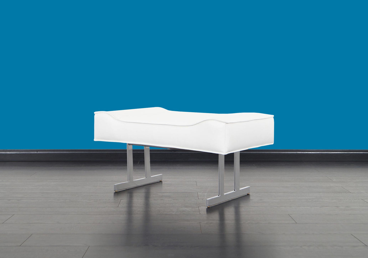 Vintage Leather and Chrome Reclining Lounge Chair and Ottoman