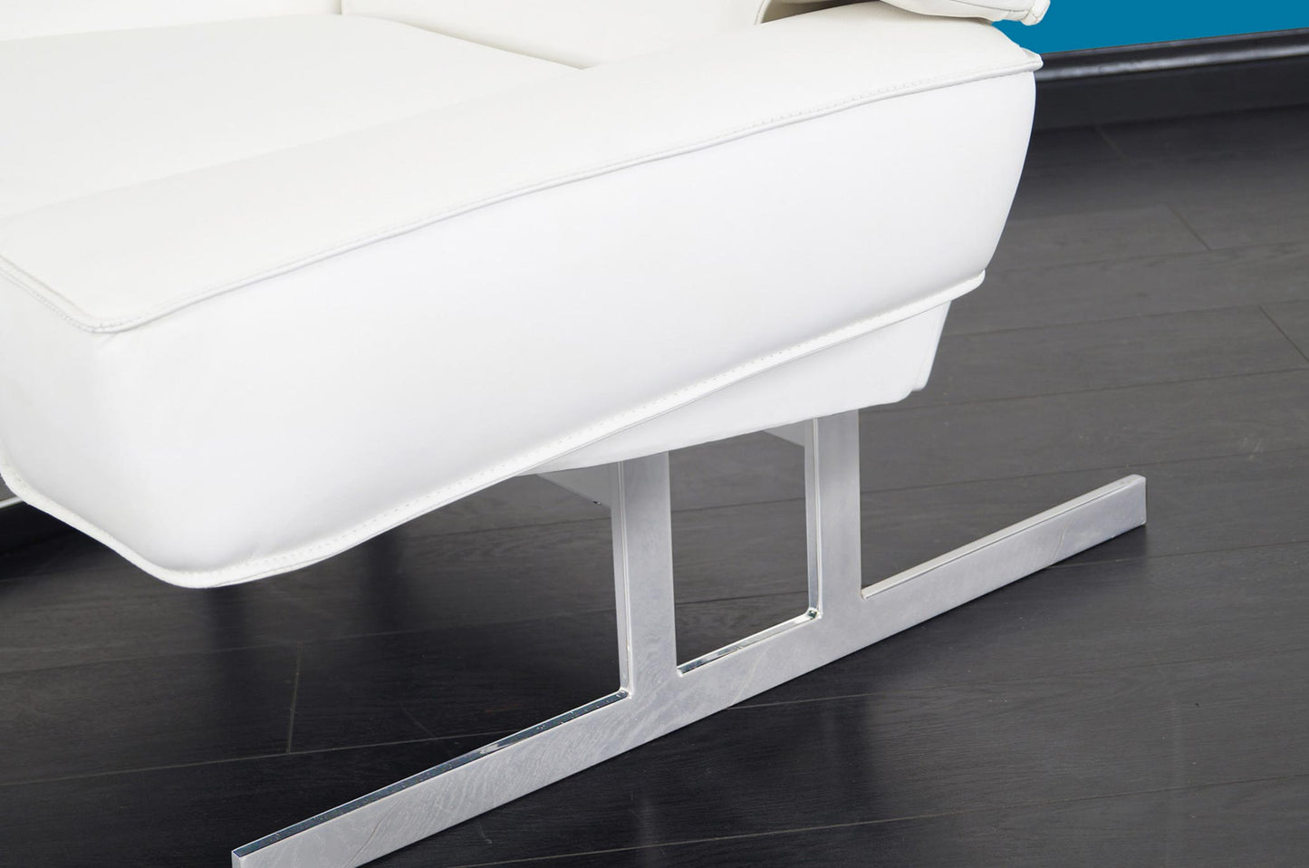 Vintage Leather and Chrome Reclining Lounge Chair and Ottoman