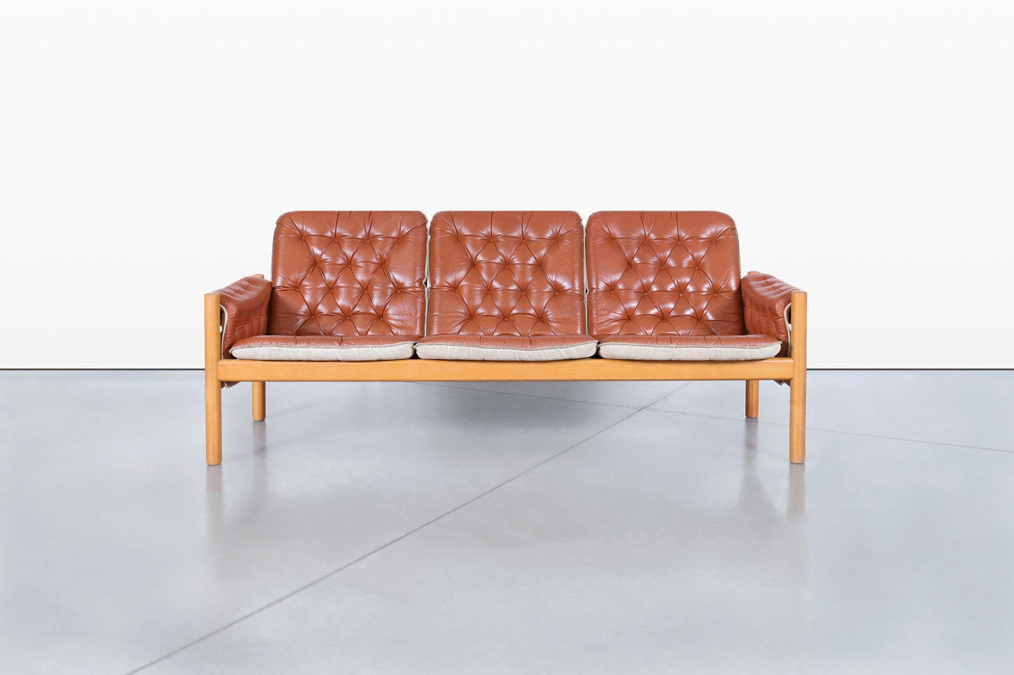 Mid-Century Modern Leather 'Safari' Sofa by Kjell Nordin