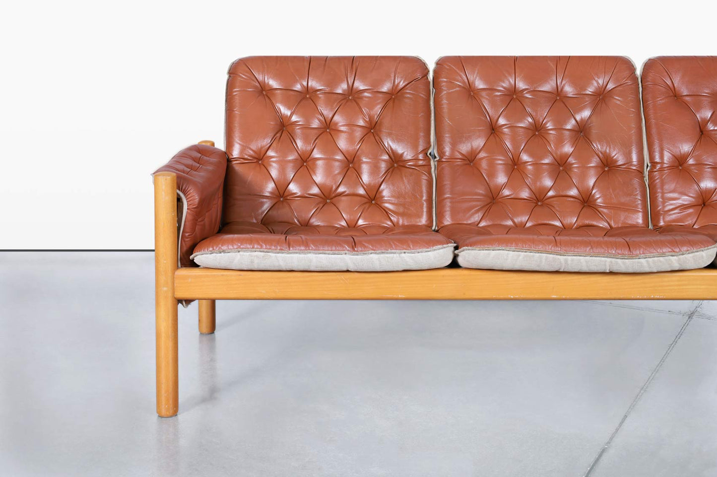 Mid-Century Modern Leather 'Safari' Sofa by Kjell Nordin