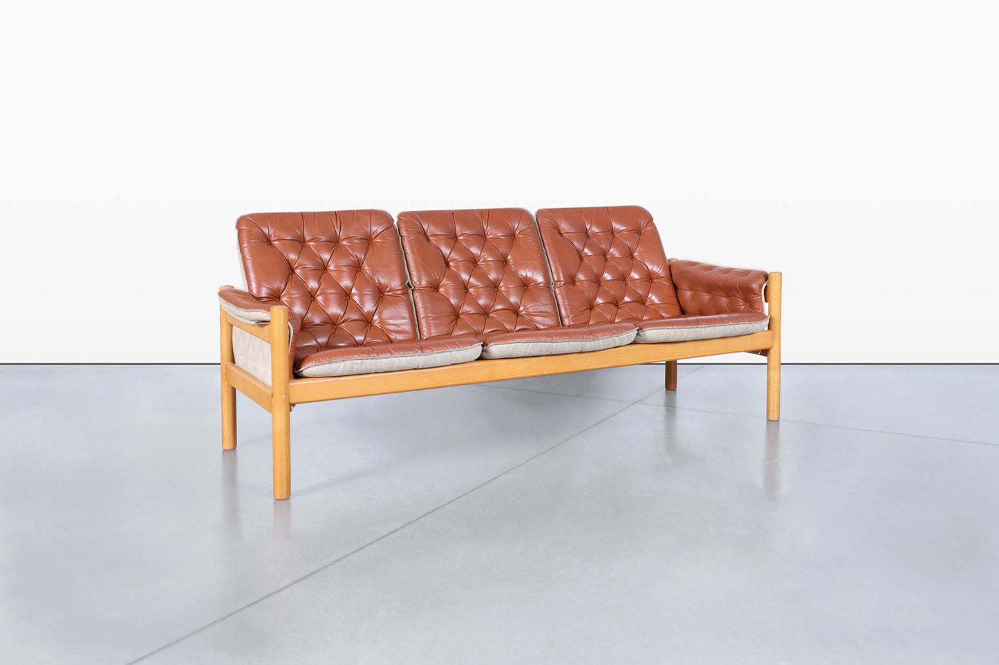 Mid-Century Modern Leather 'Safari' Sofa by Kjell Nordin