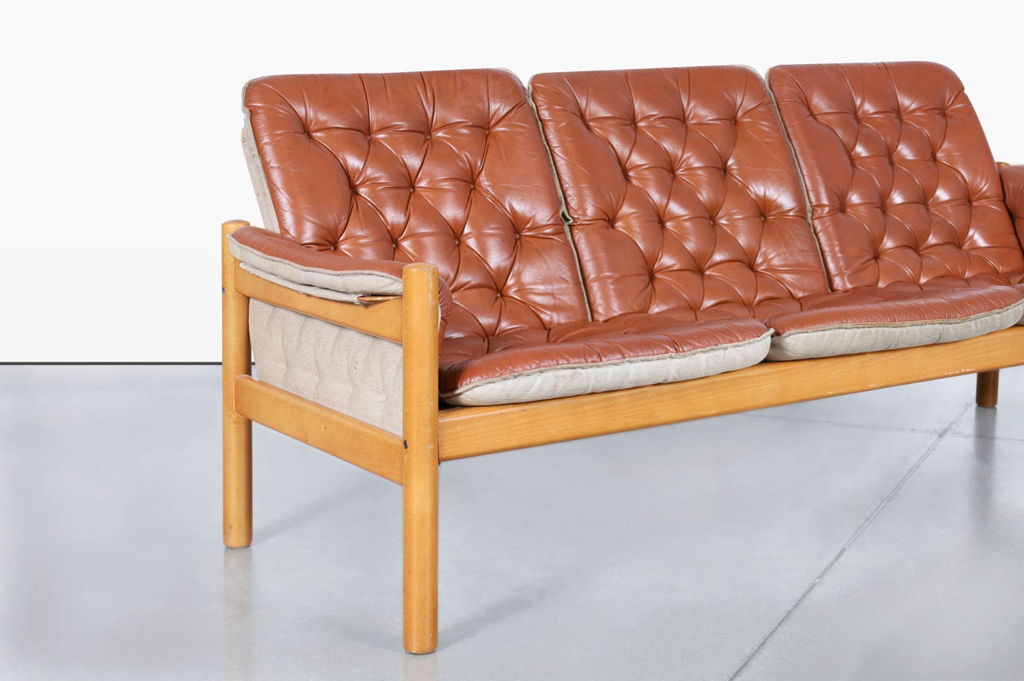 Mid-Century Modern Leather 'Safari' Sofa by Kjell Nordin