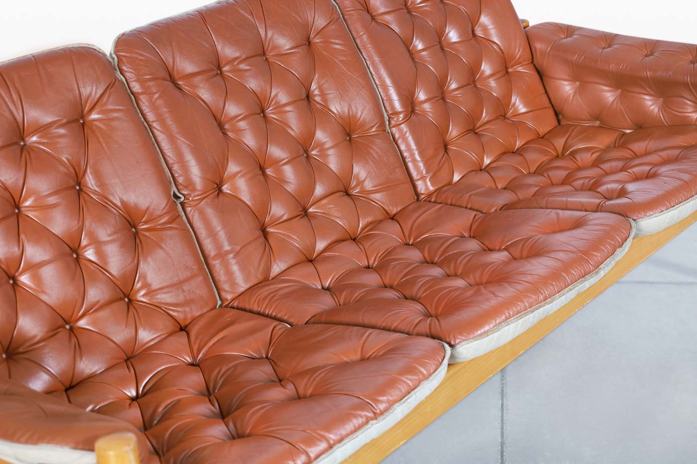 Mid-Century Modern Leather 'Safari' Sofa by Kjell Nordin