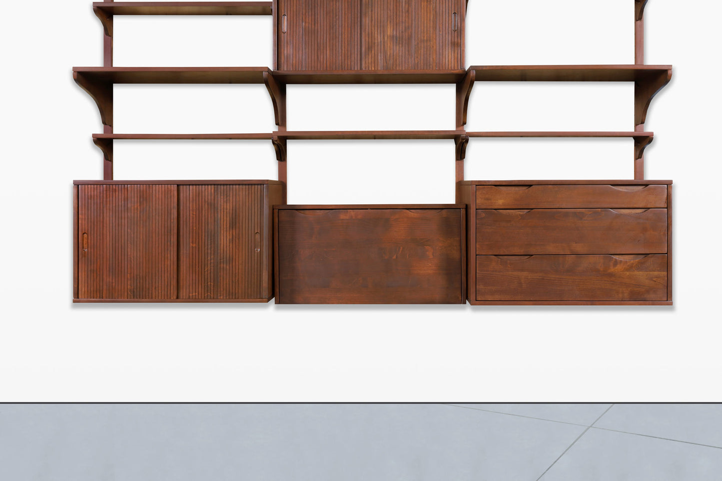 Mid-Century Modern Modular Walnut Wall Unit by Noral Olson for Kopenhavn